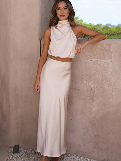 Conjunto de noche con cuello halter para mujer