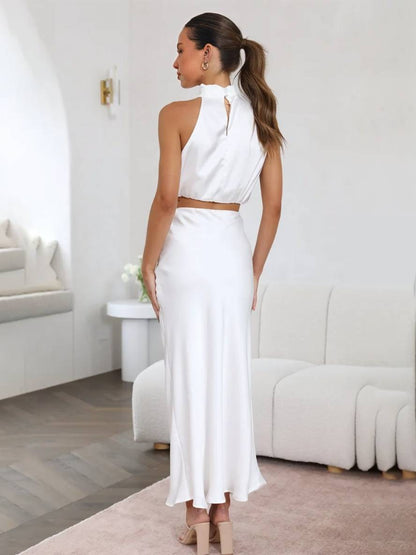 Conjunto de noche con cuello halter para mujer