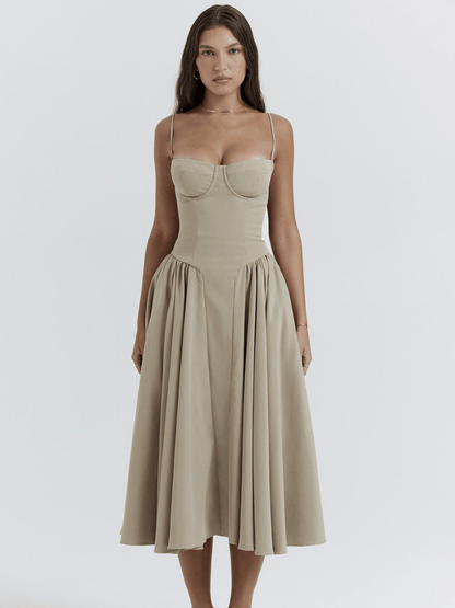 Vestido midi retro elegante para mujer, ligero y versátil para fiesta