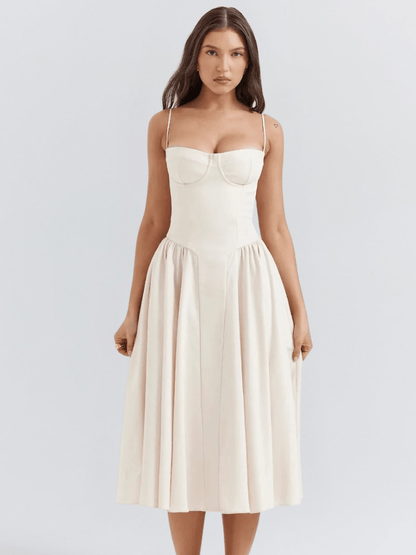 Vestido midi retro elegante para mujer, ligero y versátil para fiesta