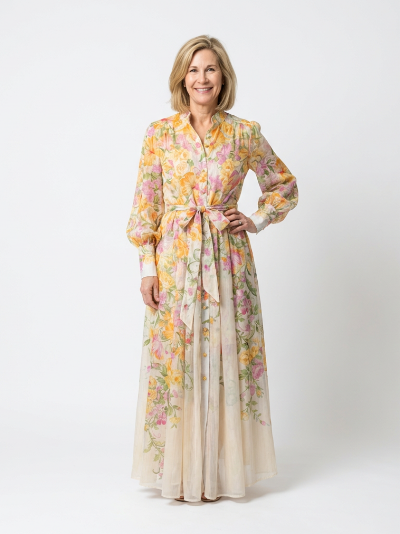 Vestido floral en Amarillo y Rojo - fresco y elegante