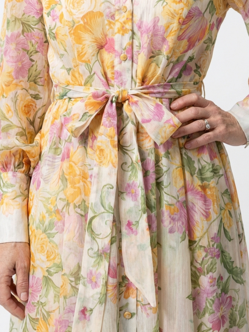 Vestido floral en Amarillo y Rojo - fresco y elegante