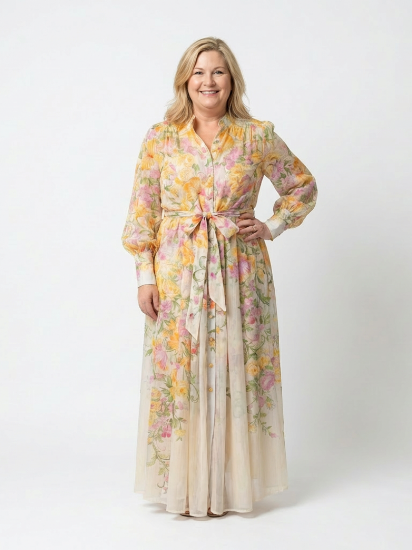 Vestido floral en Amarillo y Rojo - fresco y elegante