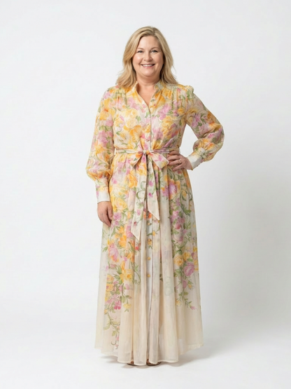 Vestido floral en Amarillo y Rojo - fresco y elegante
