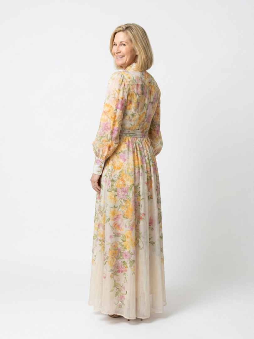 Vestido floral en Amarillo y Rojo - fresco y elegante