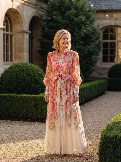 Vestido floral en Amarillo y Rojo - fresco y elegante