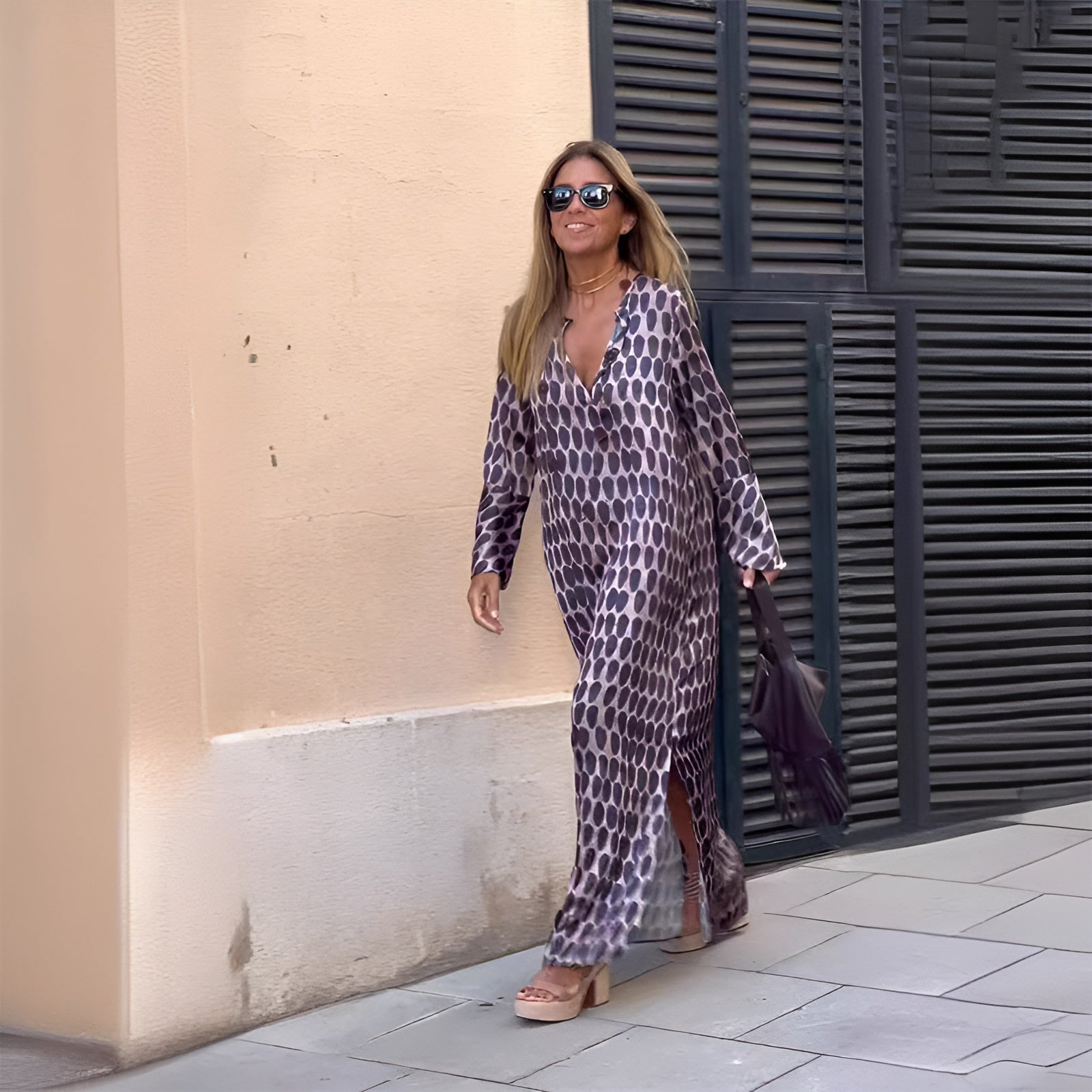 Violette | Women's Long Sleeve Printed Maxi Dress - Purple - Image 2