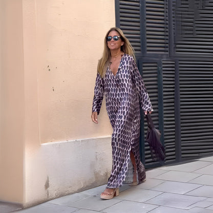 Violette | Women's Long Sleeve Printed Maxi Dress - Purple - Image 2