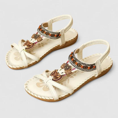 Sandalias ortopédicas con soporte plantar, tiras decorativas y plantilla acolchada para mujer, cómodas y elegantes para verano o diario