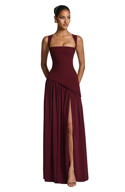 Women's A-Line Sleeveless Fitted-Waist Maxi Dress