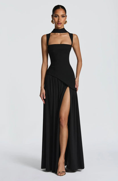 Women's A-Line Sleeveless Fitted-Waist Maxi Dress