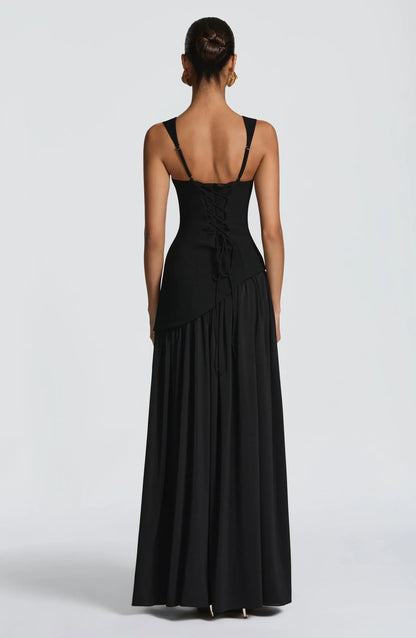 Vestido Maxi A-Line Tirantes Talle Entallado