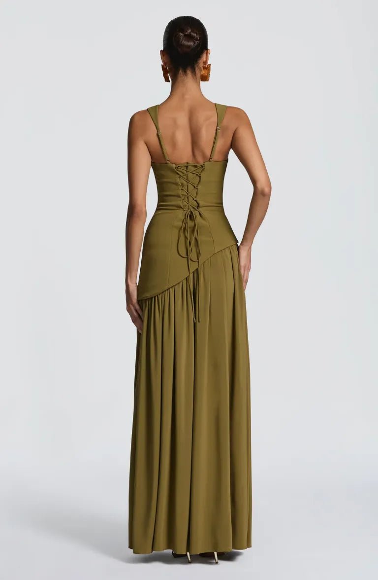 Vestido Maxi A-Line Tirantes Talle Entallado