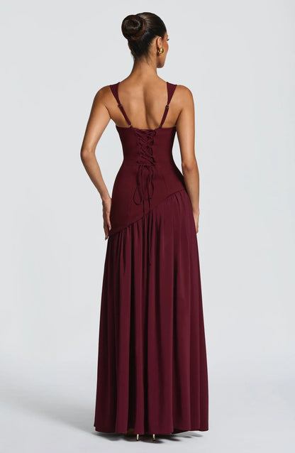 Vestido Maxi A-Line Tirantes Talle Entallado