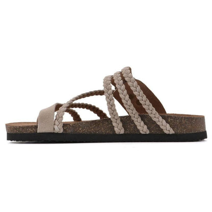 Sandalias Trenzadas Hebilla Corcho