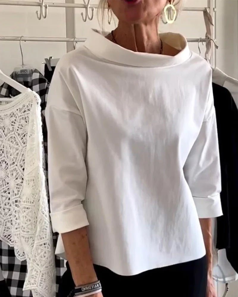 Women's Cowl Neck Top 3/4 Sleeve Relaxed Fit