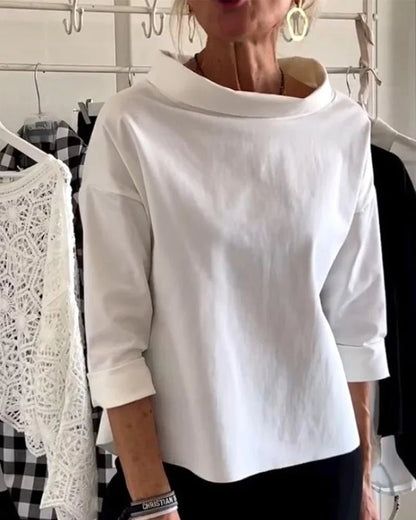 Women's Cowl Neck Top 3/4 Sleeve Relaxed Fit