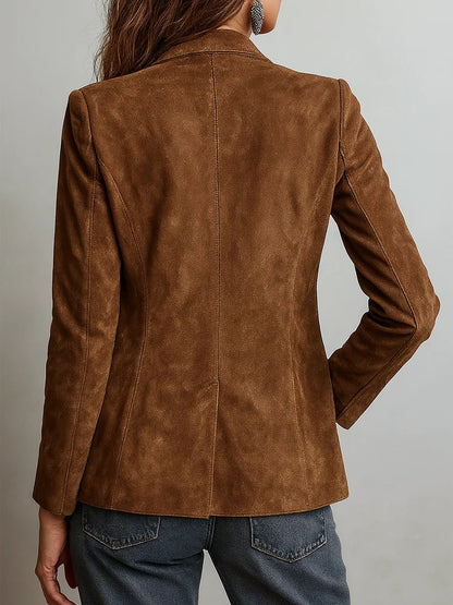 Blazer Ante Sintético Entallado con Botones para Mujer | Estilo Elegante