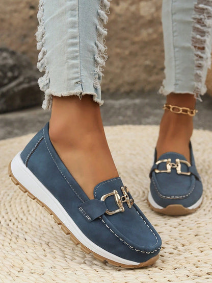 Mocasines Planos de Slip-on con Hebilla | Confort para Caminata Mujer