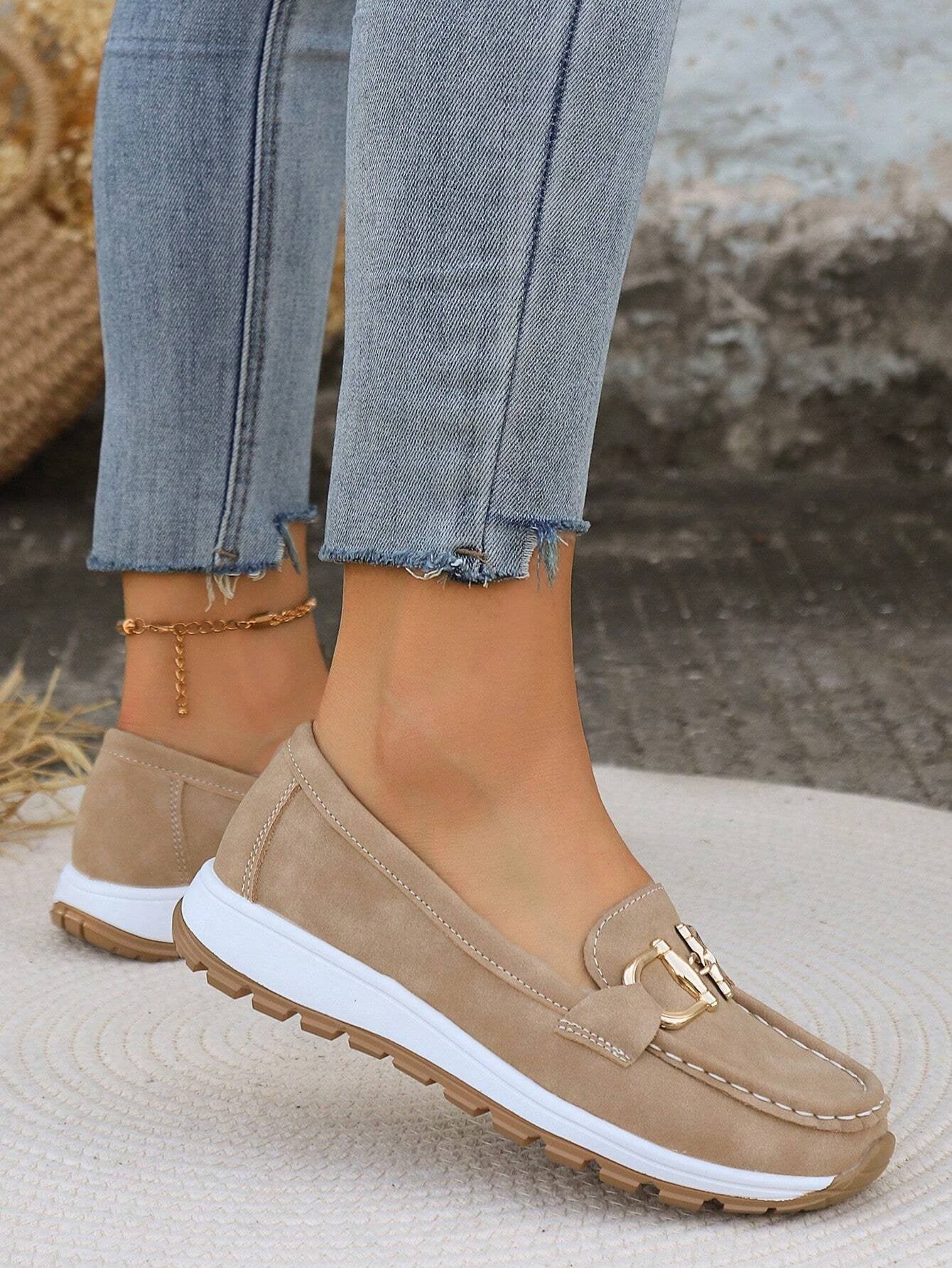 Mocasines Planos de Slip-on con Hebilla | Confort para Caminata Mujer