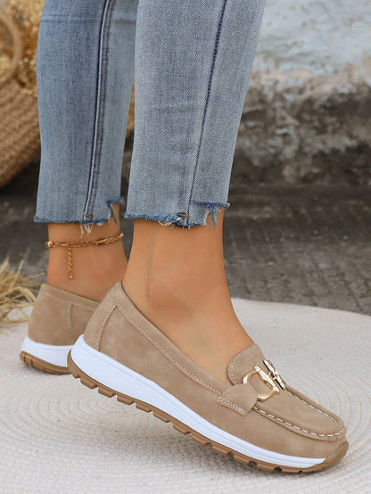 Mocasines Planos de Slip-on con Hebilla | Confort para Caminata Mujer