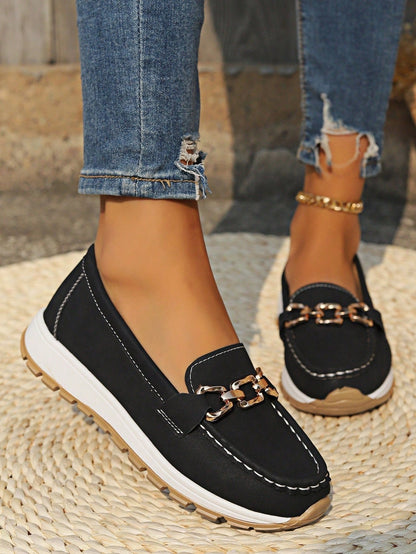 Mocasines Planos de Slip-on con Hebilla | Confort para Caminata Mujer