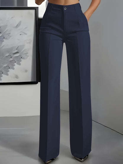 Women's High Waisted Wide Leg Pants Front Pleat Straight Fit - Braun