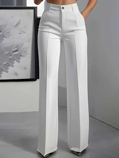 Women's High Waisted Wide Leg Pants Front Pleat Straight Fit - Schwarz