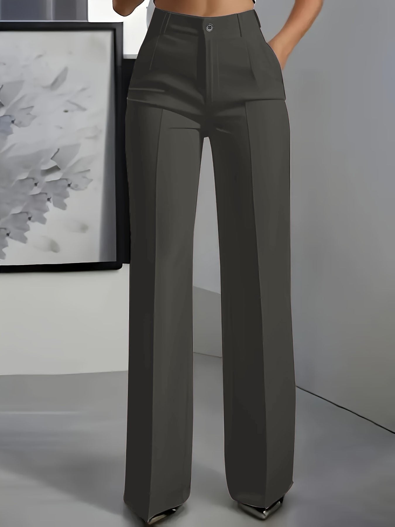 Pantalones de Corte Wide Leg con Tiro Alto y Pliegues | Pierna Ancha