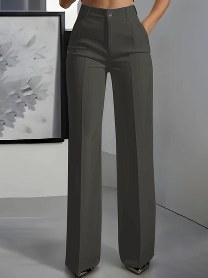 Pantalones de Corte Wide Leg con Tiro Alto y Pliegues | Pierna Ancha