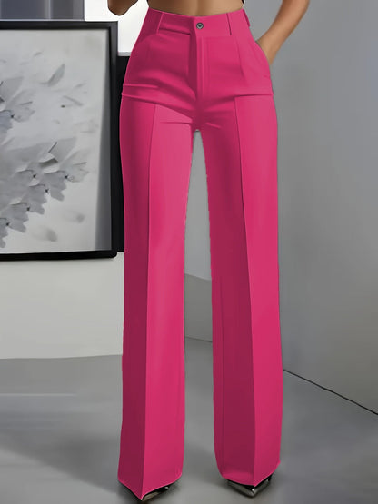 Pantalones de Corte Wide Leg con Tiro Alto y Pliegues | Pierna Ancha