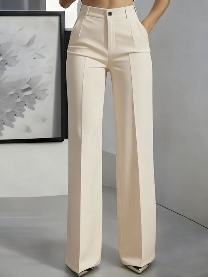 Pantalones de Corte Wide Leg con Tiro Alto y Pliegues | Pierna Ancha