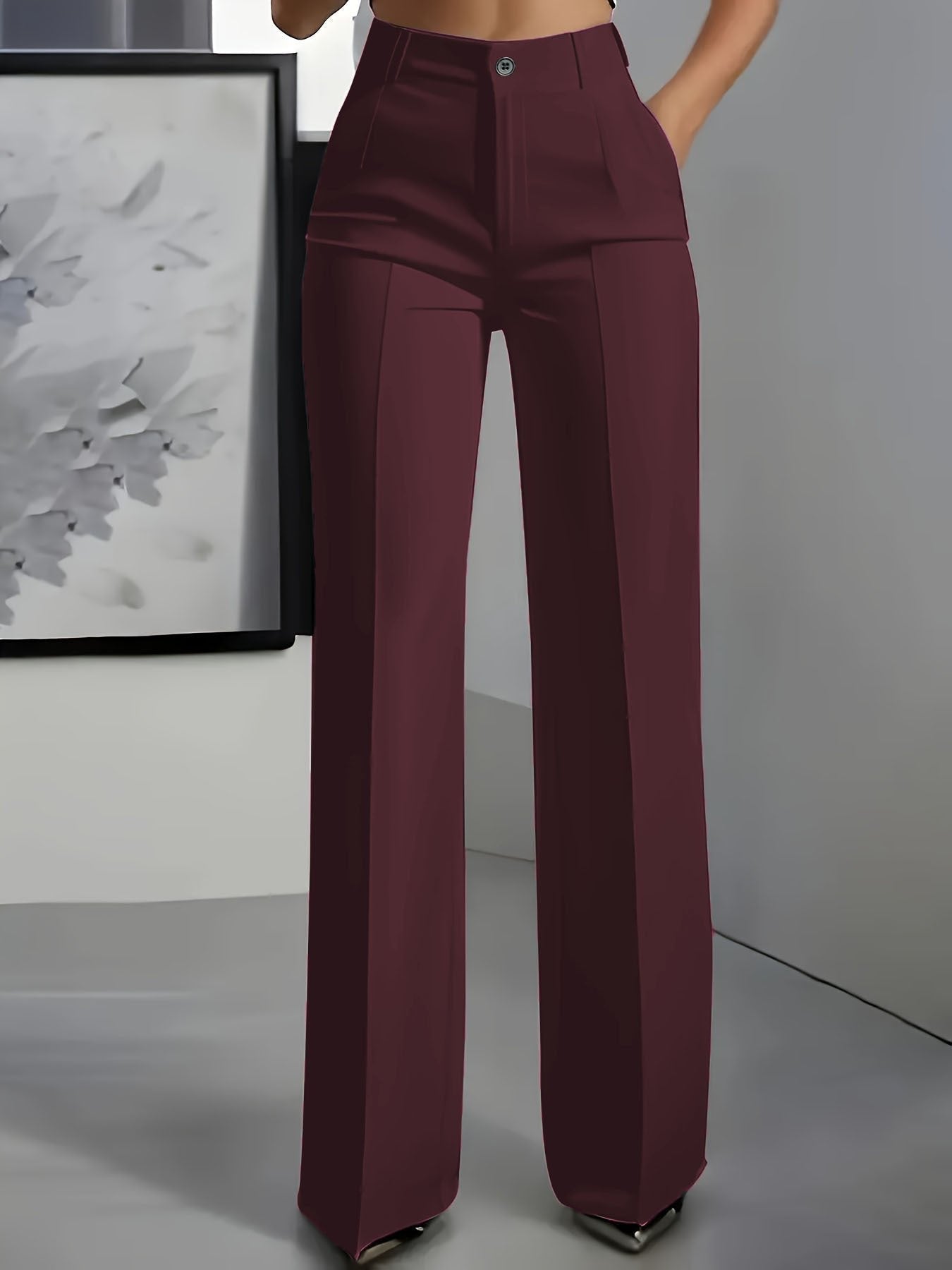 Pantalones de Corte Wide Leg con Tiro Alto y Pliegues | Pierna Ancha