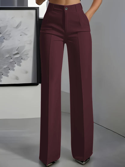 Pantalones de Corte Wide Leg con Tiro Alto y Pliegues | Pierna Ancha