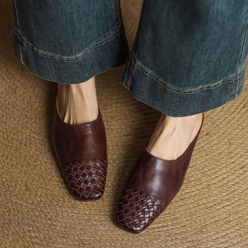 Mules de Cuero para Mujer con Punta Abierta | Estilo Verano