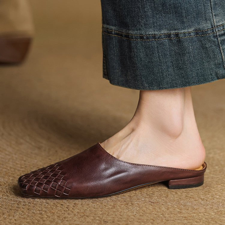 Mules de Cuero para Mujer con Punta Abierta | Estilo Verano