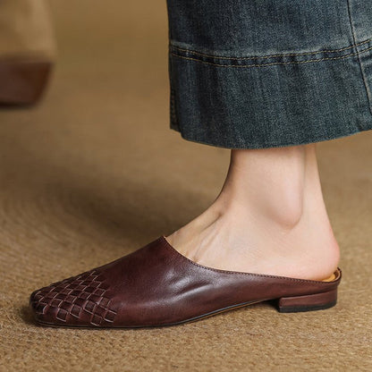 Mules de Cuero para Mujer con Punta Abierta | Estilo Verano