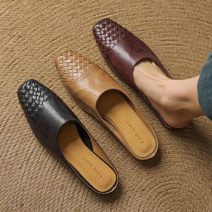Mules de Cuero para Mujer con Punta Abierta | Estilo Verano