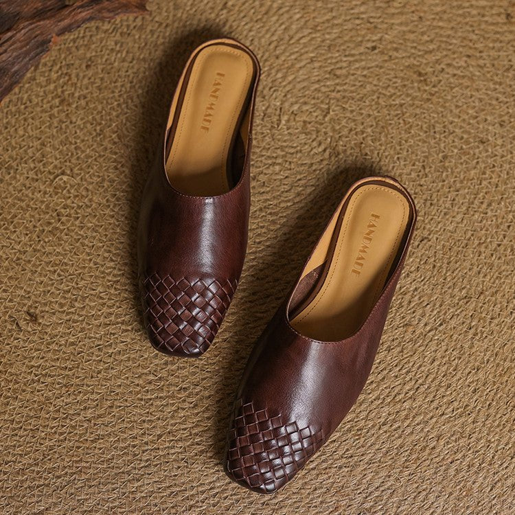 Mules de Cuero para Mujer con Punta Abierta | Estilo Verano
