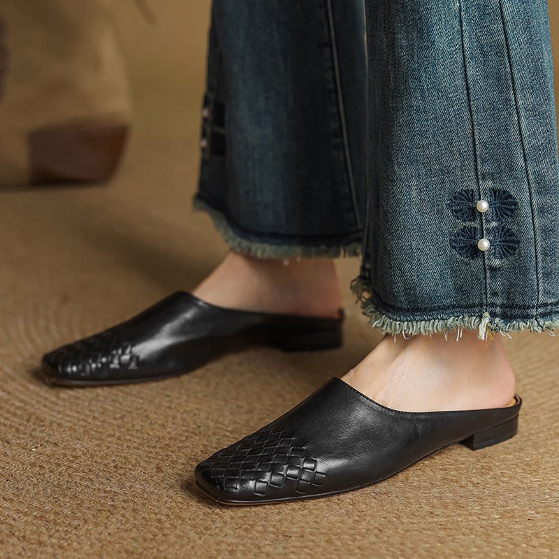 Mules de Cuero para Mujer con Punta Abierta | Estilo Verano