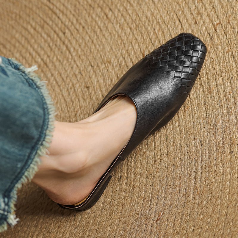 Mules de Cuero para Mujer con Punta Abierta | Estilo Verano