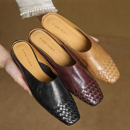 Mules de Cuero para Mujer con Punta Abierta | Estilo Verano