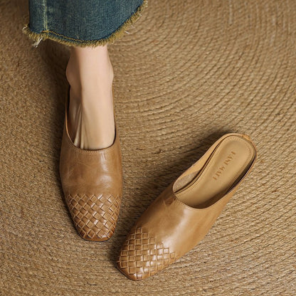 Mules de Cuero para Mujer con Punta Abierta | Estilo Verano