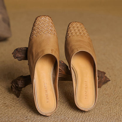Mules de Cuero para Mujer con Punta Abierta | Estilo Verano