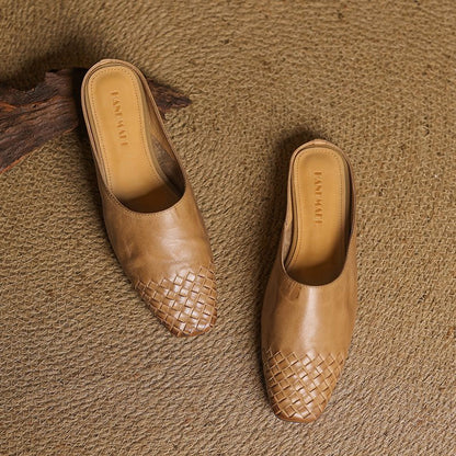 Mules de Cuero para Mujer con Punta Abierta | Estilo Verano