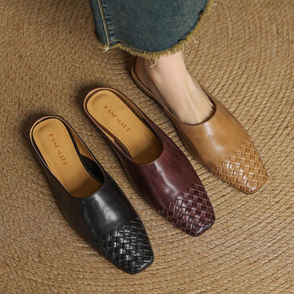 Mules de Cuero para Mujer con Punta Abierta | Estilo Verano