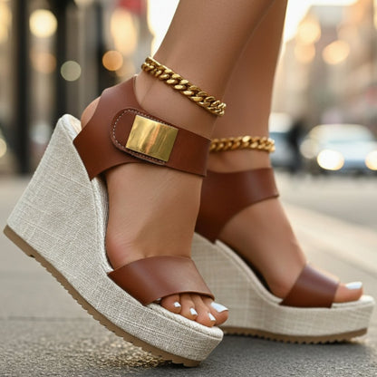 Sandalias de Cuña con Plataforma y Tira | Estilo Ortopédico para Mujer
