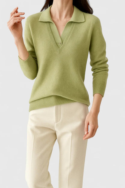 Camila | Suéter de punto con cuello polo y escote en V para mujer
