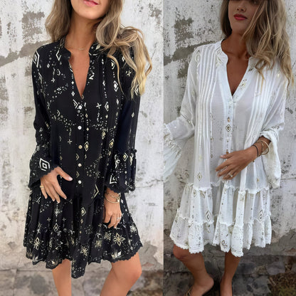 Vestido boho con mangas amplias para mujer, ligero y elegante para verano