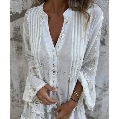 Vestido boho con mangas amplias para mujer, ligero y elegante para verano